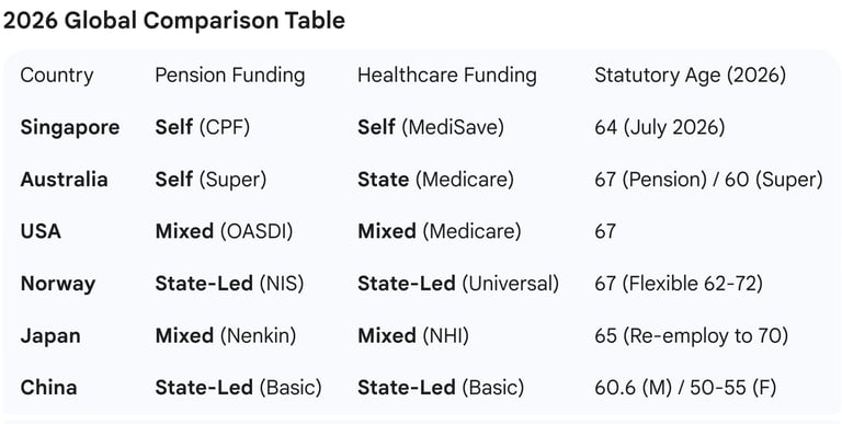 Retirement Comparison Table