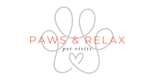 Paws & Relax logo - Paw print with Paws & Relax over it