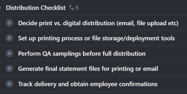 Checklist for distributing total comp statements