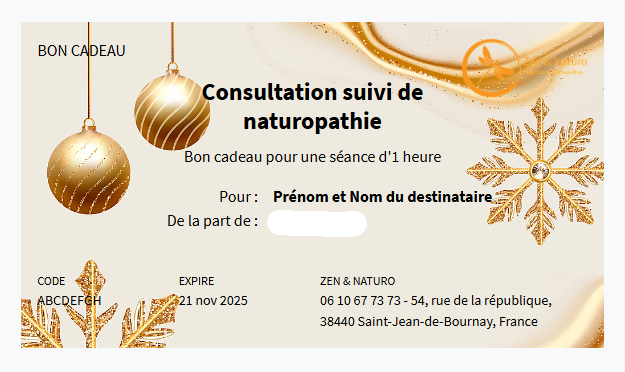 bon cadeau seance suivi naturopathie