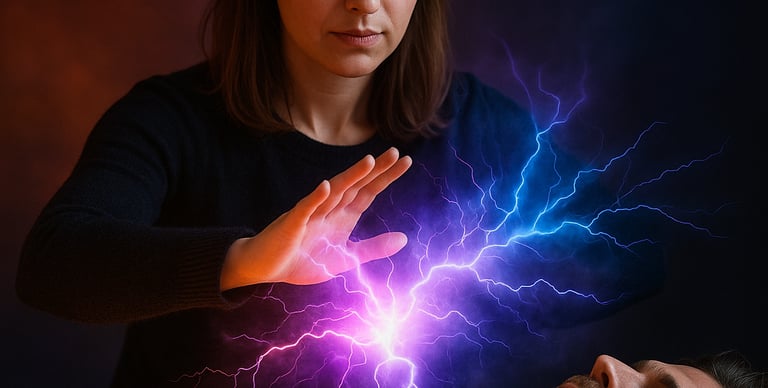 Curso de Formação Completa em Apometria online da Solução de Impacto, com mãos canalizando luz.