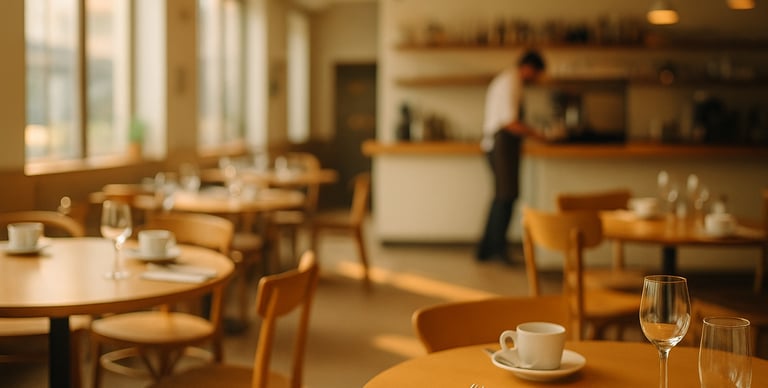 Morning cafe interior