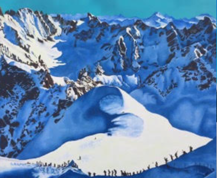 “Aguille du Midi”, acrylic and spray paint, 54”x48”