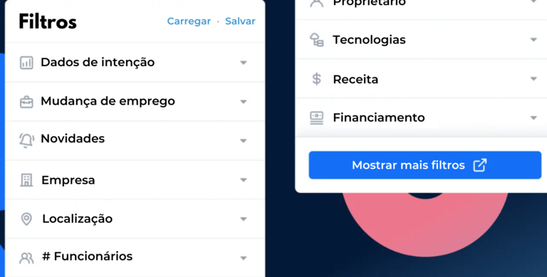 Figura mostrando filtros Apollo.io na prática