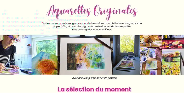 vente aquarelles originales décoration cadeau auvergne artiste française