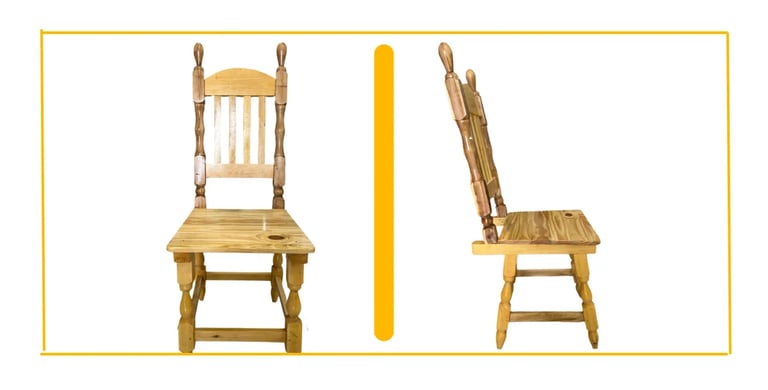 a wooden chair with a wooden chair and a chair