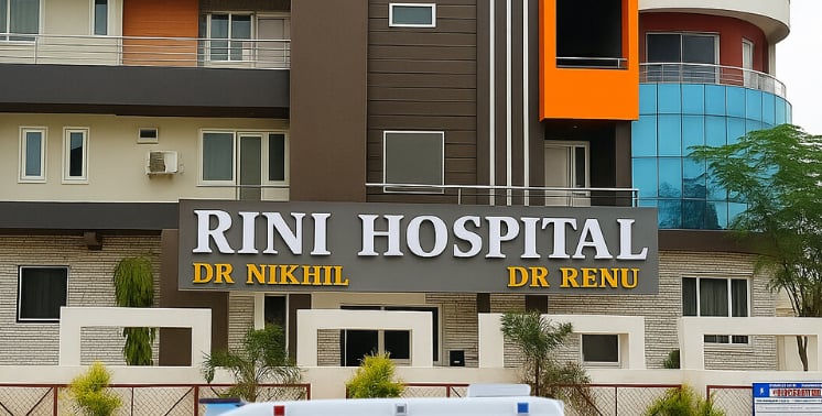 Rini Hospital Dholpur -a van parked in front of a hospital