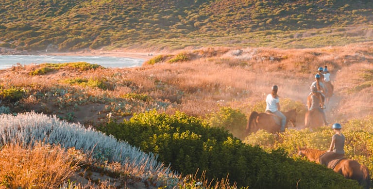 Horseback riding along the beach of Porto Ferro, Sardinia