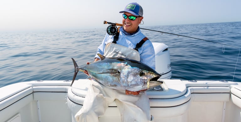 Bluefin tuna on the fly, Long Island, New York