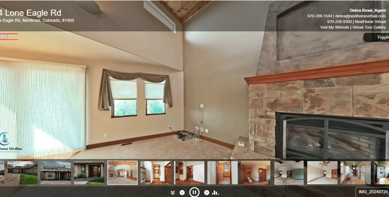 a living room with a fireplace