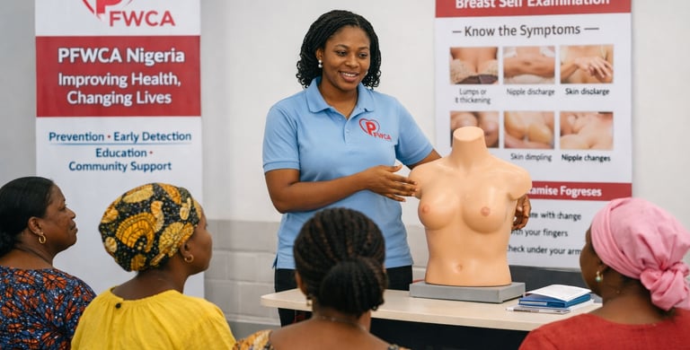 Image showing volunteer nurse health educating participants 