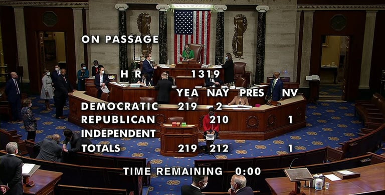 Stimulus package, 1.9 trillion dollars, house passes bill, project give a shit, project gas