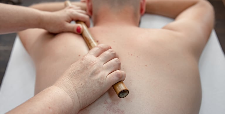 a man getting a bamboo massage, Helena, MT