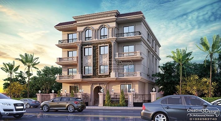 تصميم واجهات عمارات سكنية كلاسيك فخم وراقي