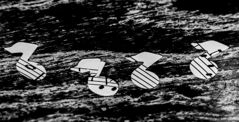 musical notes made out of paper