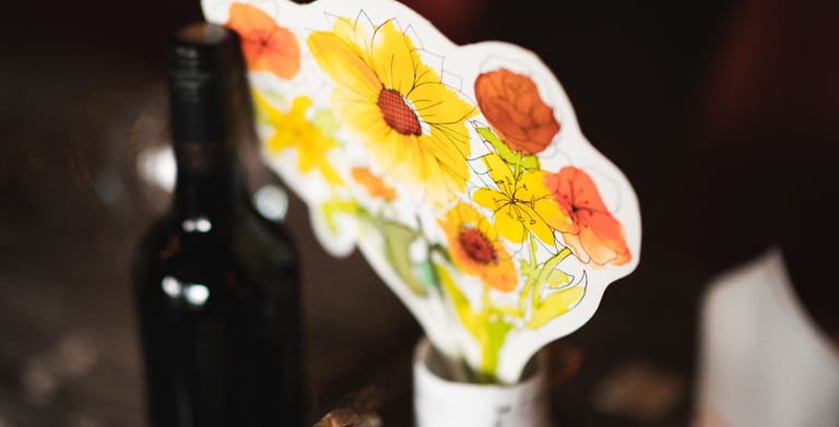 painted flower table decoration