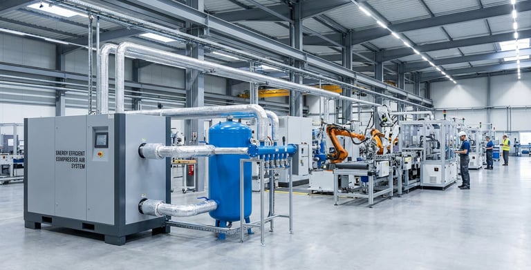 industrial compressed air system supporting production and improving efficiency