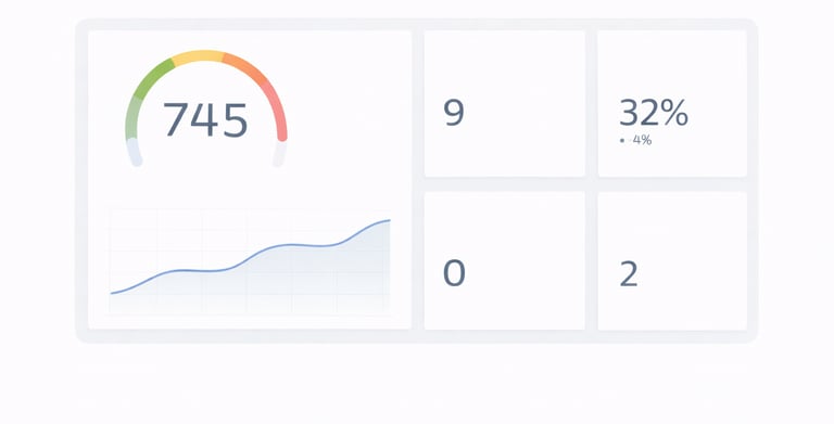 Generic dashboard interface showing multiple credit score variations and data updates over time