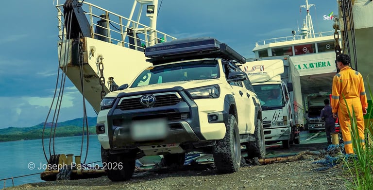 Unloading cars in Dinagat Island