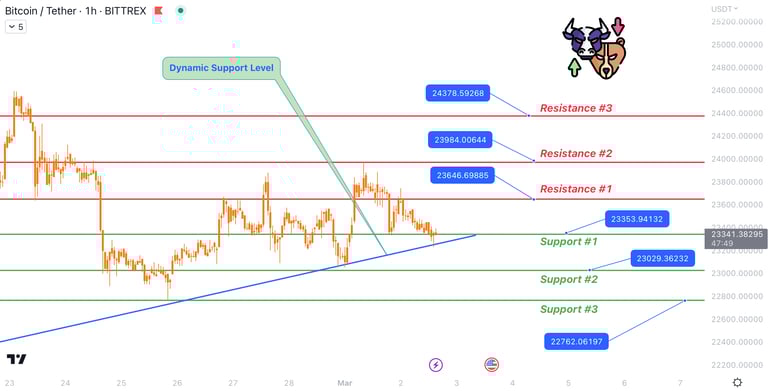 Bitcoin price chart with potential resistance levels and oversold RSI values analyzed by ShawnMCR