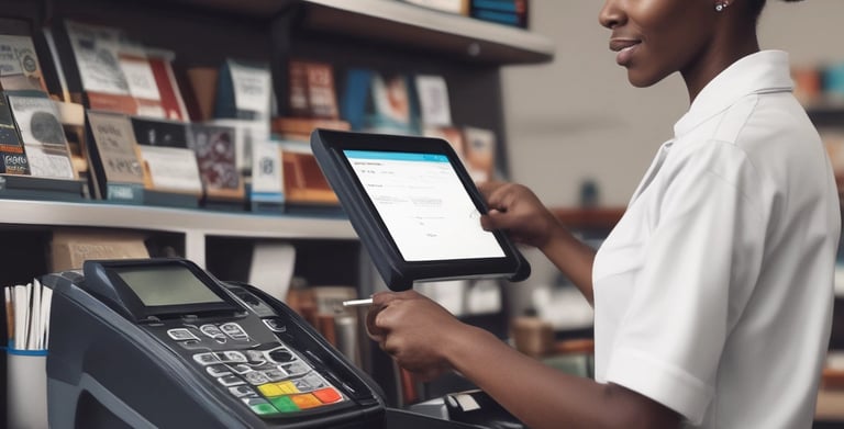 an african american woman using a pos