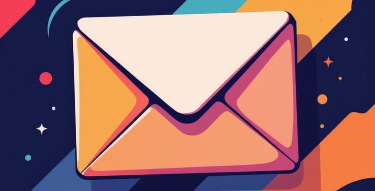 envelope icon image on a vibrant background.