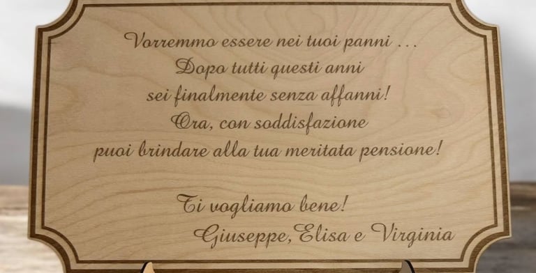 Targa commemorativa in legno personalizzata