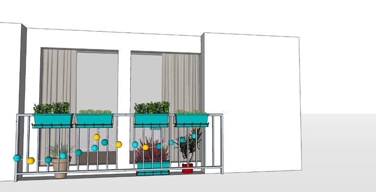 Modélisation 3d d'un balcon projet "Turquoise"