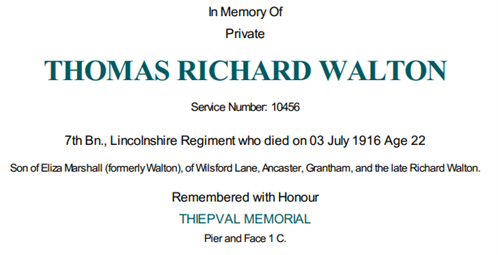 Commonwealth War Graves certificate