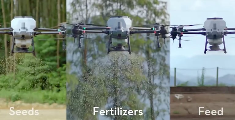 DJI t40 showing how the spreader function can benefit farmers