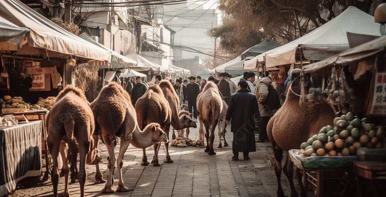 a imagem ilustra o comercio de camelos