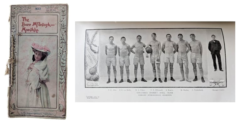 Antique Burr McIntosh Monthly Magazine with Columbia University New York Basketball Team