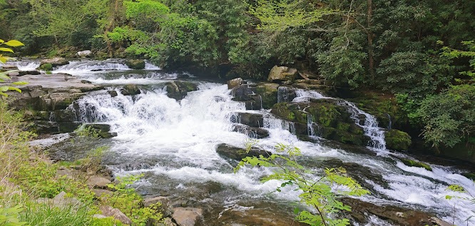 Smoky Mountains, N. Carolina Travel - Nantahala Cascades Waterfall is right off the road