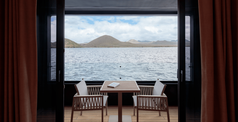 Romantic private deck on a luxury Galápagos yacht