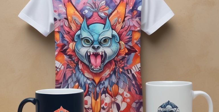 A vibrant display of personalized apparel and gifts arranged aesthetically.