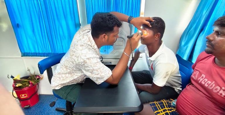 Ophthalmic Technician examining a patient