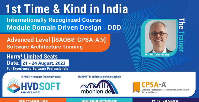 Software Architecture Training iSAQB CPSA-A, Domain Driven Design in India in August 2023