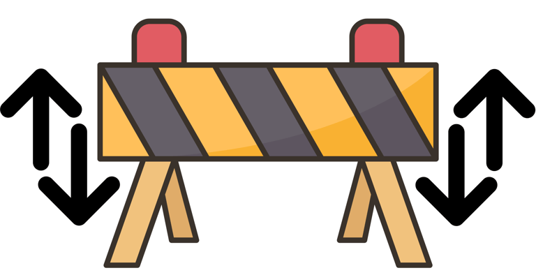 a road barrier sign with arrows