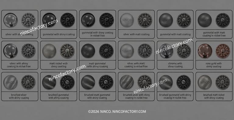 Silver, gunmetal, chrome, rose gold and brushed finishes for custom metal labels