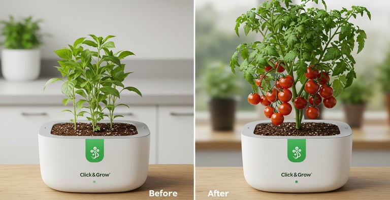Click and Grow plant pod growth timeline hydroponic herbs smart garden results