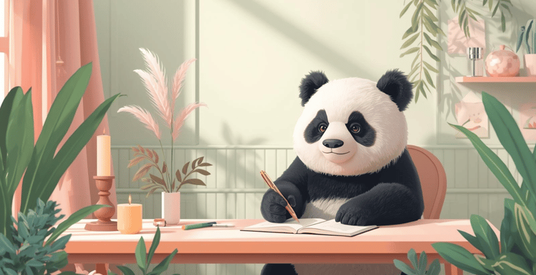Mindy the mindful panda journaling