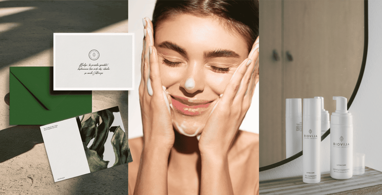 vizualinis identitetas kosmetikos prekės ženklui Biovija