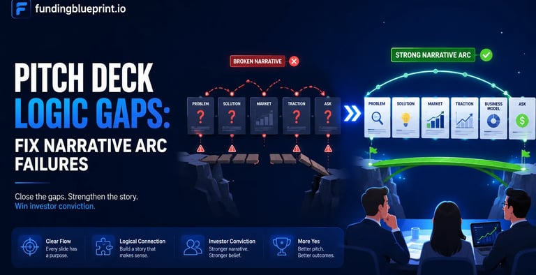 Pitch Deck Logic Gaps Fix Narrative Arc Failures
