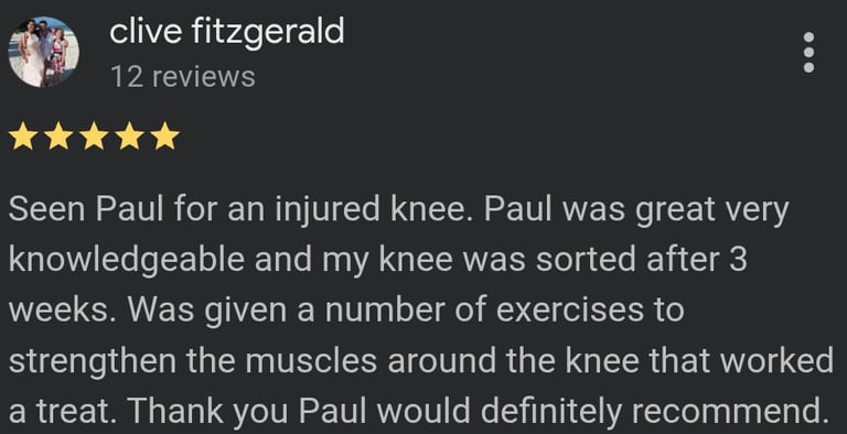 Physora Physio Google review for physiotherapy in Neath
