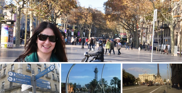 Paisagem do Porto de Barcelona com vista em direção à La Rambla