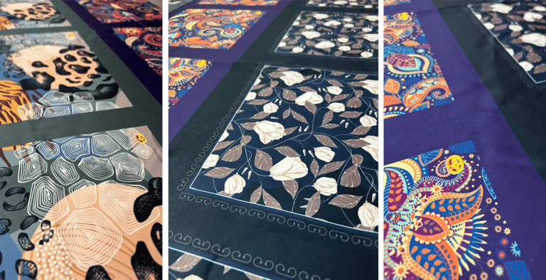 Custom Pocket Square and scarf prints on Satin fabric