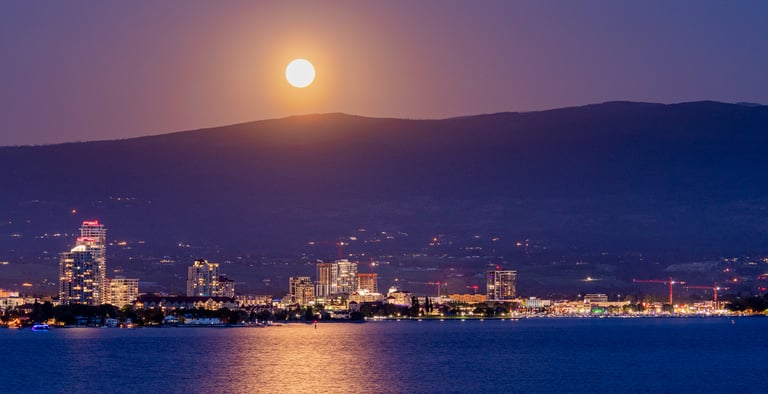 Kelowna community at night — where Aquifer Springs serves