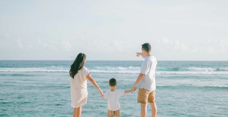family photography session at Melasti Beach Bali with ocean backdrop