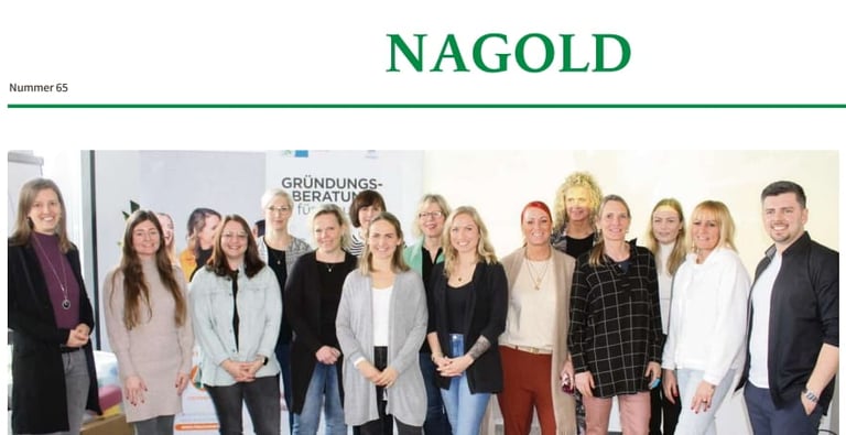 Zeitungsartikel zum Weltfrauentag in Nagold mit dem Thema „Ängste und Barrieren überwinden“ – Gruppenfoto mit Teilnehmenden u