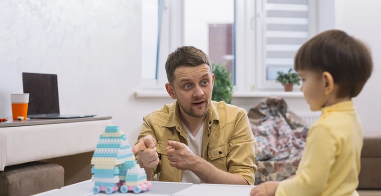 Therapist modeling the structure to the child